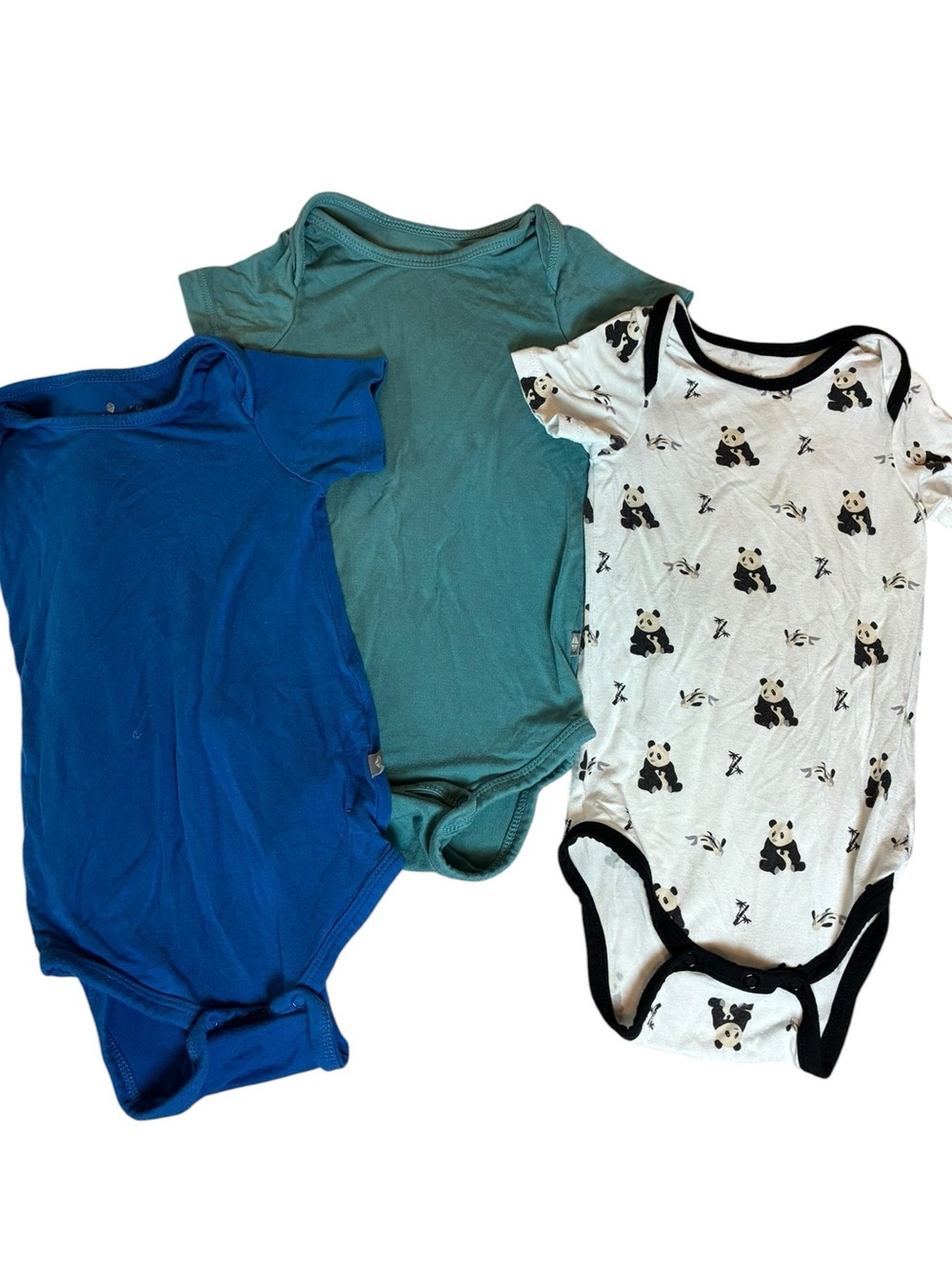 KYTE baby 3 Bundle Gender Neutral or Boy Baby Onesies Panda Blue 12-18 Months